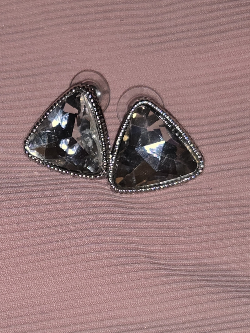 Glamorous Silver Triangle Earrings